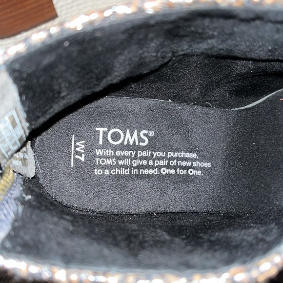 TOMS Women's Leila Bootie Grey Felt Shine Boucle Boot 7 Wide - Picture 7 of 11